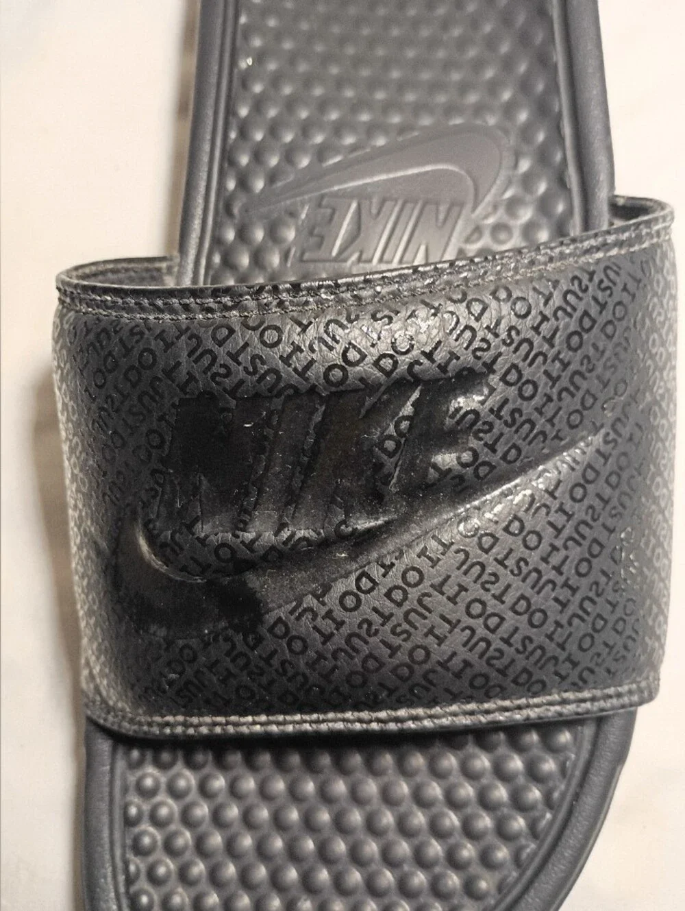Nike Benassi JDI Slides All Black Sketch Print Men’s Size 11